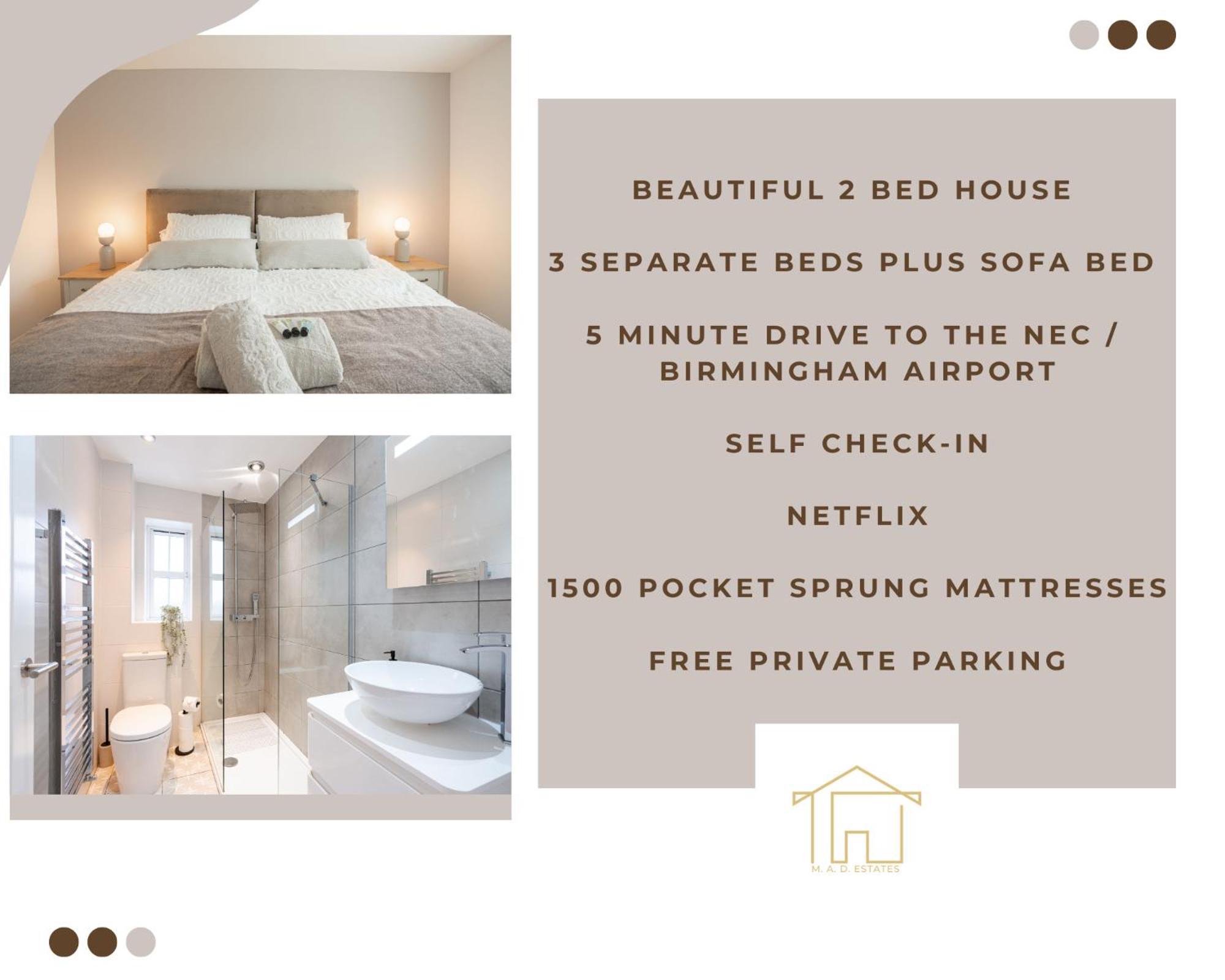 Stunning Abode 5 Min From Nec & Bhx, Pets Allowed Marston Green Eksteriør billede